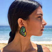 Aros Ilustración Ala Grande Mariposa Pájaro con palito plata